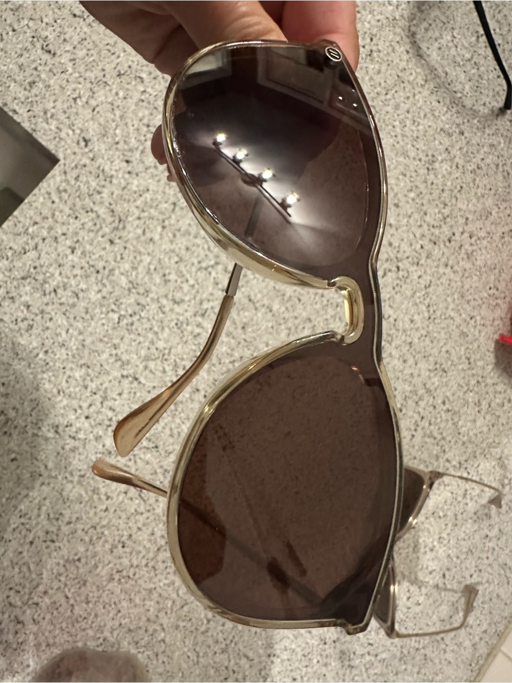 Women's Gold Frame Brown Lens Sunglasses